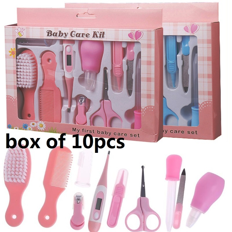 10Pcs Baby Nail Trimmer Clipper Schaar Thermometer Haar Borstel Kam Grooming Dagelijks Handige Kit Manicure Baby Nail Care Set