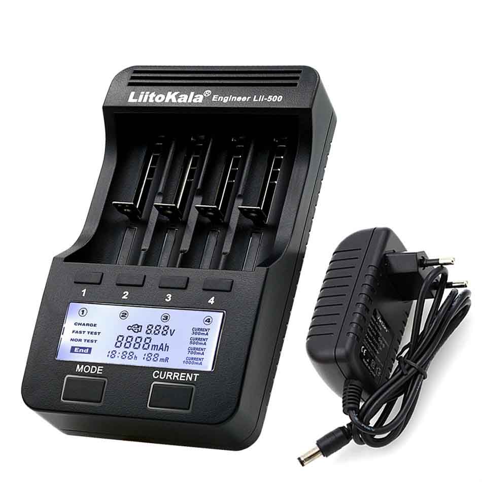 LiitoKala Lii-500S battery charger 18650 Charger For 18650 26650 21700 AA AAA batteries Test the battery capacity Touch control: Lii-500 and Adapter / US Plug