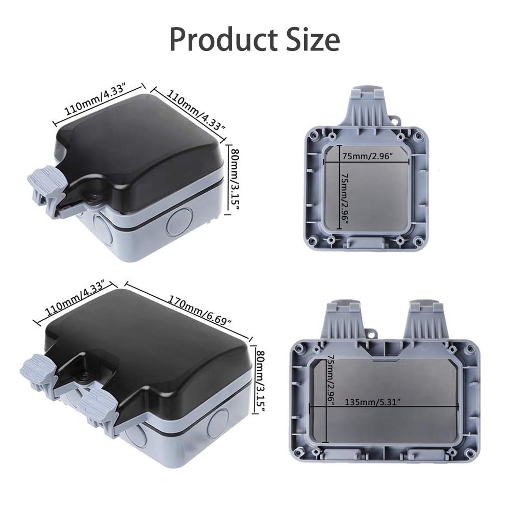 Rdxone 16A Waterproof Outdoor Outlet IP66 Weatherproof Wall Power Socket for Outdoor bathroom waterproof wall socket