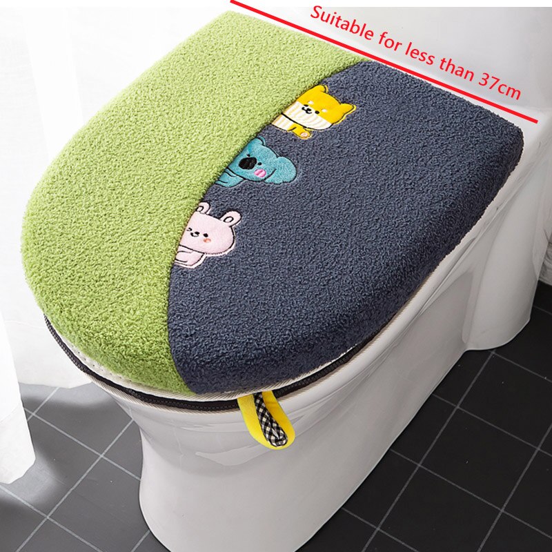 Cotton Linter Overcoat Toilet Case Bathroom Multi Color Toilet Mat Warm Toilet Seat Cover
