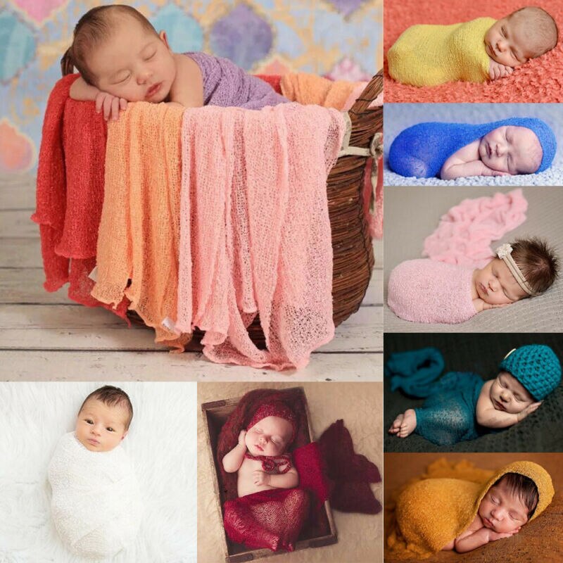 Stretch tricot maille Costume enveloppement -né photographie accessoires outils accessoire bébé enfants enveloppes emmailloter Photo vêtements