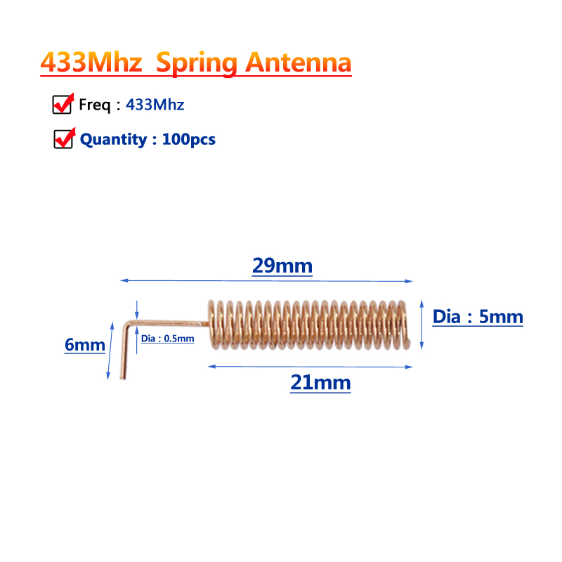 100Stck 433MHz Lora Antenne - 2~3dBi gewinnen - Interne Kupfer Helikal Antenne - IP67 Wasserdicht - Signal Booster: Schwarz