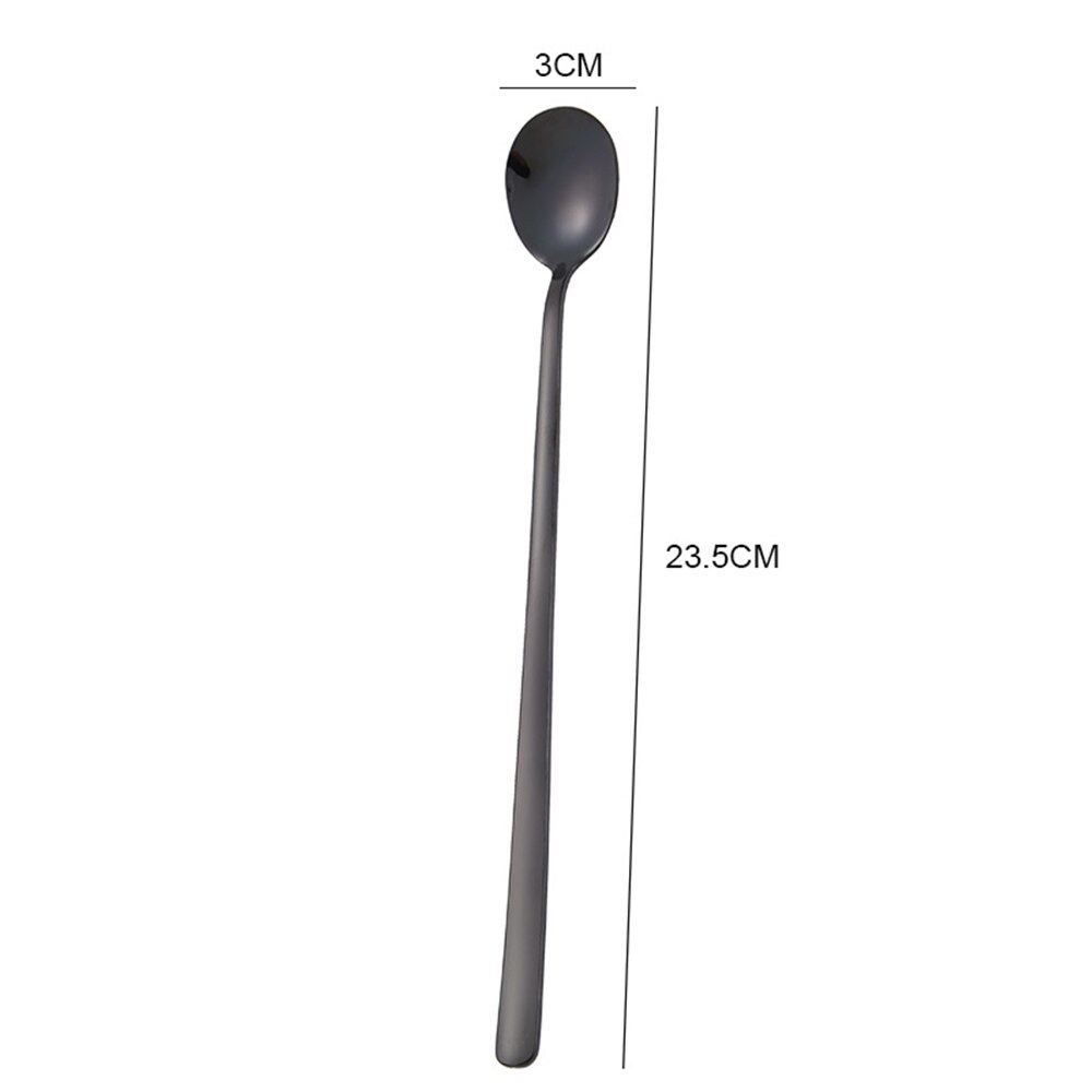 Nueva cuchara de mezcla de acero inoxidable colorido espejo Luz de mango largo té café cucharas lindo Bar cucharas comedor accesorios de cocina: 03