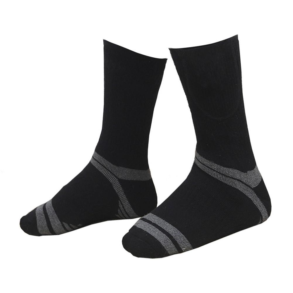Mænd kvinder vinter varm usb elektriske opvarmede sokker 2200 mah batteridrevet holder opvarmede sokker til ridning skiløb vandreture: Sort