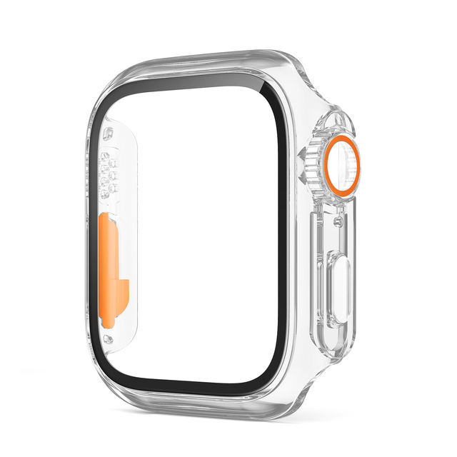 Displayschutzfolie für Apfel Uhr-Gehäbenutzen 46 mm, 42 mm, 45 mm, 40 mm, 44 mm, 41 mm, PC-Abdeckung + Glasfolie, Wechsel zu Ultra-Serie 10, 9, 8, 7, 6, 5, 4 SE