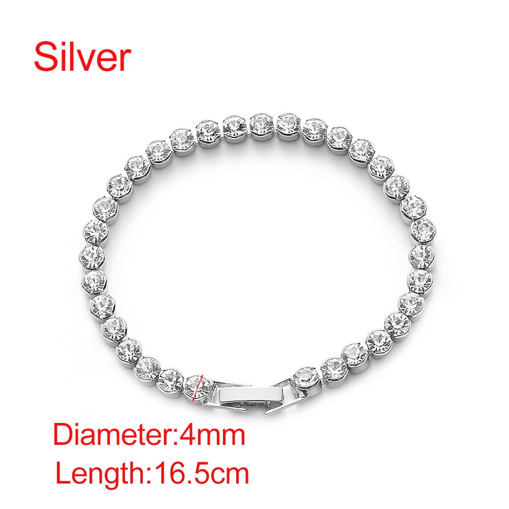 Neue Elegante Dazzling CZ Diamanten Choker Halskette Luxus Tennis Kette Halskette Für Frauen Schmuck Schlüsselbein Kette Halskette: Sliver 4mm bracelcet