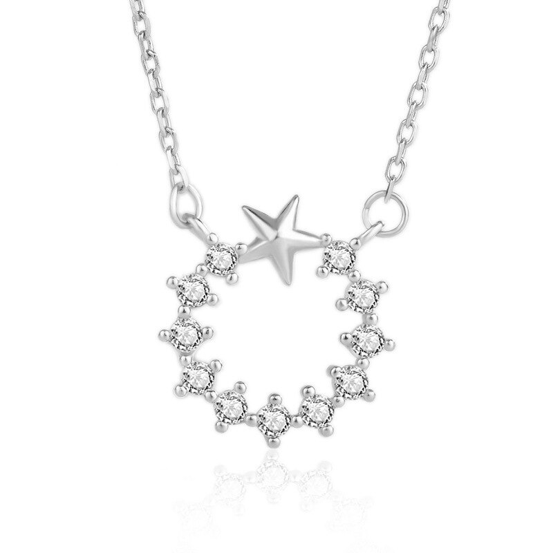 ML52 Sterling Silver Star Necklace Female Star Style Women Pendant Beautiful Jewelry for Sisters