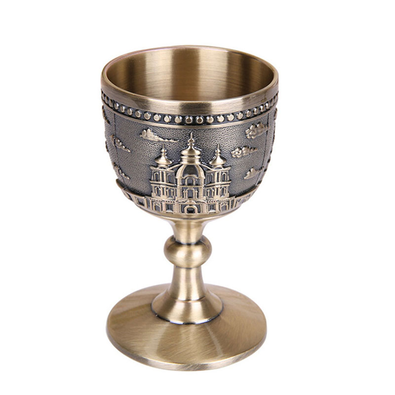 Copa de vino clásica de Metal, Copa pequeña hecha a mano, vaso de vino de cobre para el hogar, patrón de tallado, vajilla creativa