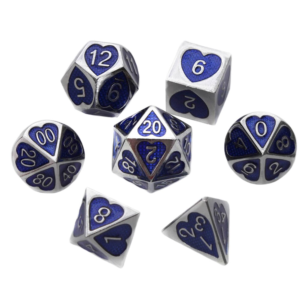 7 Stks/set Solide Metalen Multi Side Cijfer D4 D6 D8 D10 D12 D20 Board Game Dice Set Voor Party Casino board Game: 09