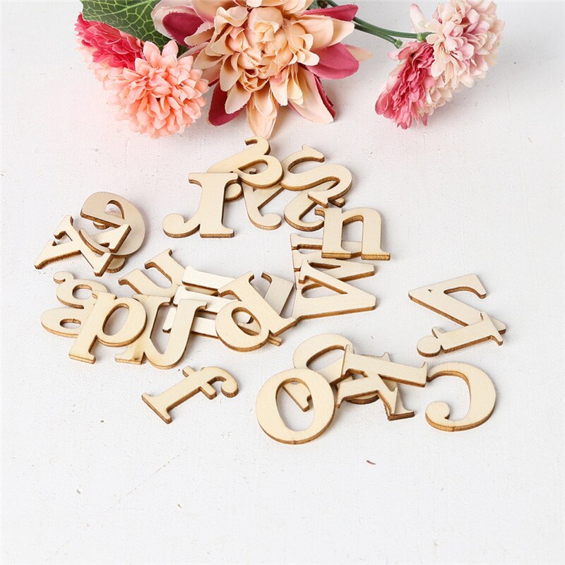 124pz 2 impostato Completo 26 Alfabeto Inglese Lettere di Legno Numero di Legno per La Casa Arti decorativo Artigianato di Nozze Schermo Digitale