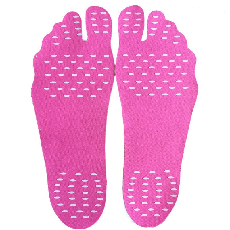2PCS/Pair Foot Stickers Shoes For Stick On Soles Sticky Pads Beach Pool Sock Waterproof Hypoallergenic Adhesive Foot Care Pads: Red / M