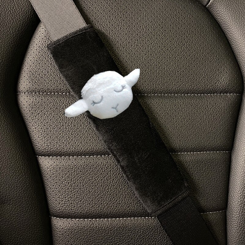 1PC Cute Cartoon Car Seat Belt Cover Shoulder Strap Harness Cushion Children Kids Seatbelt Shoulder Pad Auto Neck Support: black sheep