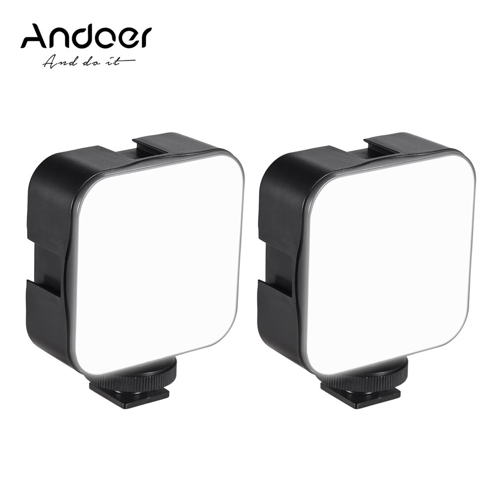 Andoer Mini Led Video Licht Fotografie Fill-In Lamp 6500K Dimbare 5W Met Koud Schoen Mount Adapter voor Canon Nikon Sony Dslr