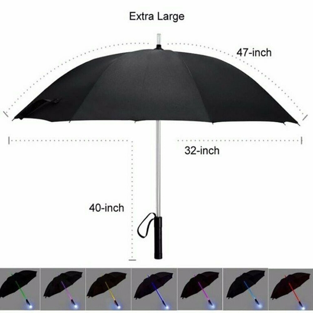 Kunststoff verrotten Wandern Regen transparent LED Regenschirm Männer Frauen blinken Auf Nacht Licht Halfter Rolle Wasserdicht Winddicht Regenschirme