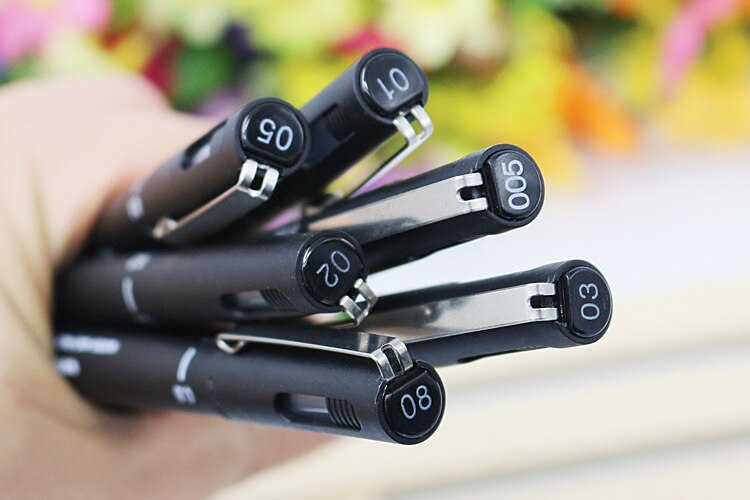 6 st/set liner pensel (pappersmärke vattentät) skrivtillbehör nål ritpenna äkta pigma micron nål penna