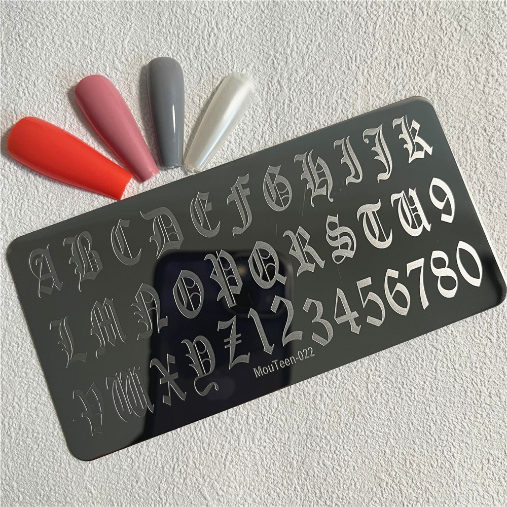 Gothic Alphabet Stamping Plate Gothic Letter Nail Plate Art Letters Nail Stamp Plate Mouteen-014: Pink