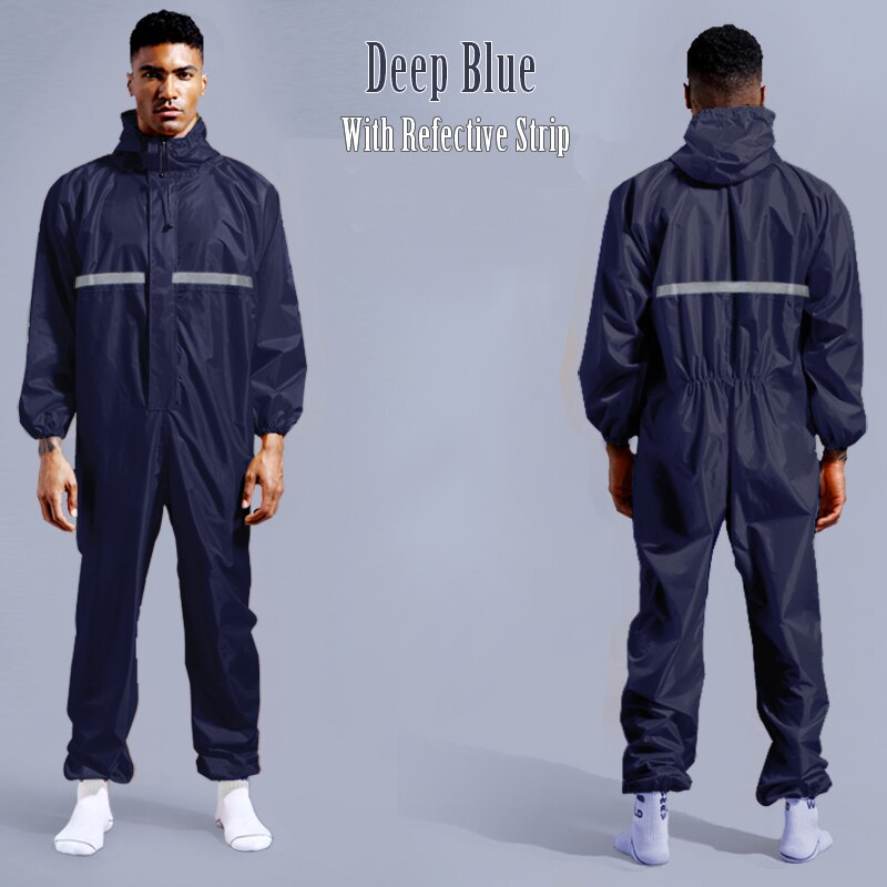 Waterdichte Overall Hoed Olie Slijtvaste Werk Veiligheid Kleding Regenjas Voor Sparying Schilderen Fabriek Kleren Totale Pak: Deep Blue / XXXL-185