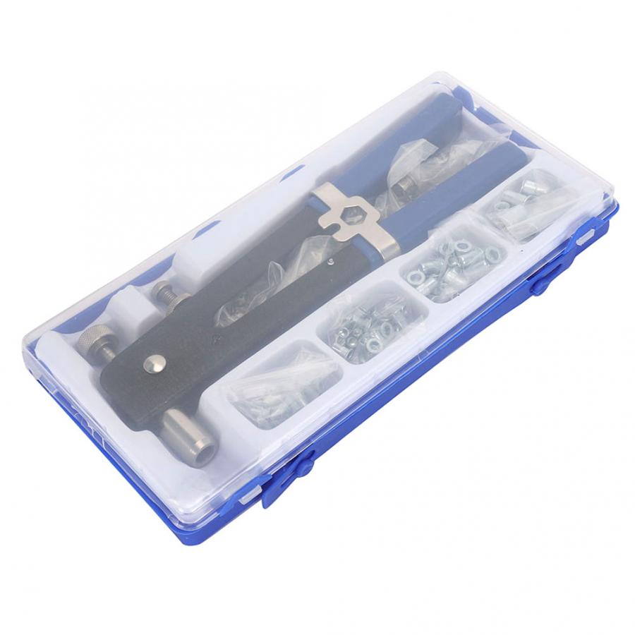 86Pcs Rivet Nut Gun Set PVC Anti-Skid Handle Riveter Hand Tool with Plastic Box Drill Adaptor Insert Nut Tool Riveting Drill