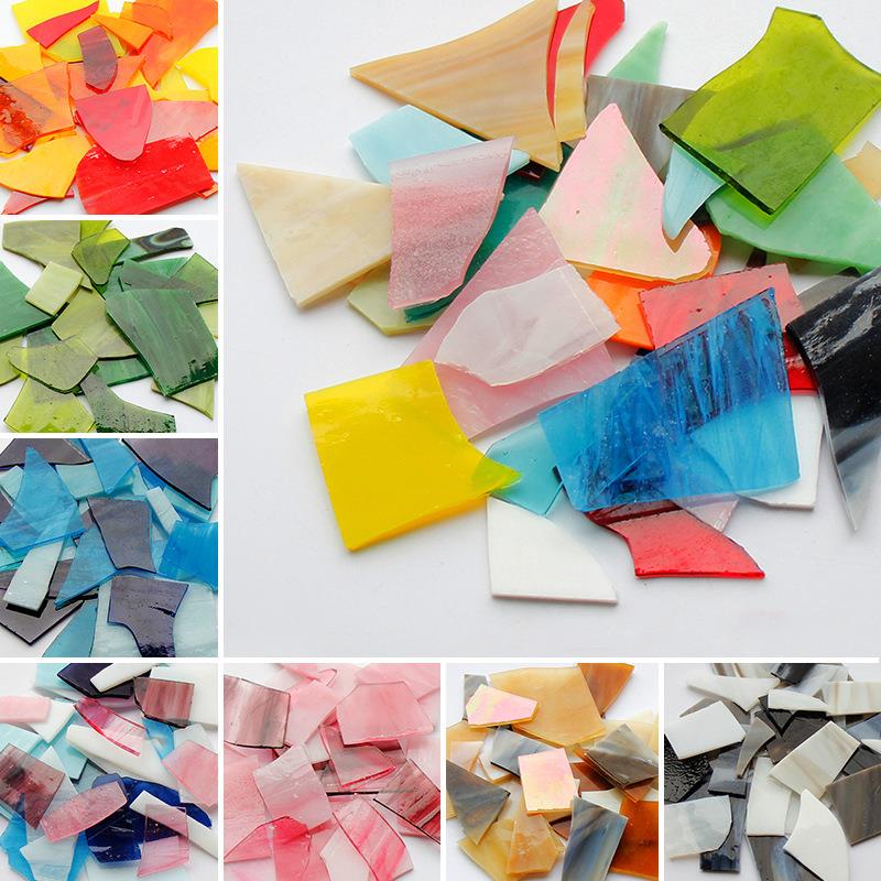 100G Onregelmatige Kerk Mica Glasmozaïek Transparante Gebroken Glas Stukken Voor Craft Diy Muur Decoratieve Mozaïek Materialen