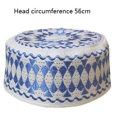 Muslim Bonnet Cap Hats Arabic Men Prayer Islam Egyptian Kufi Topi Men's Accessories Saudi Arabia African Head Wraps Brown Hats: blue 56cm