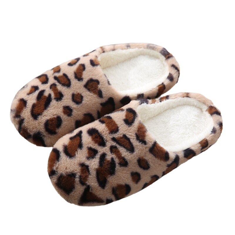 Léopard fond doux maison pantoufles femmes intérieur plancher pantoufles Non-glisse chaussures pour chambre maison femme pantoufles chaussures chaudes: Color 3 / 36-37