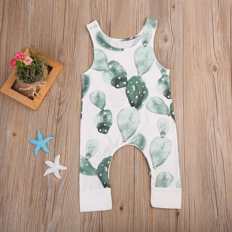 Mode Mooie Baby Baby Meisje Jongen Cactus Een stuk Mouwloze Katoenen Romper Jumpsuit Playsuit
