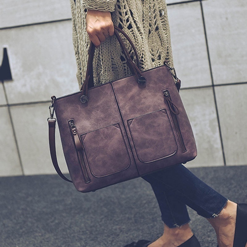 Women's Shoulder Bag - PU Leather Tote - Single Strap Crossbody - Zipper Closure - Casual & Shopping