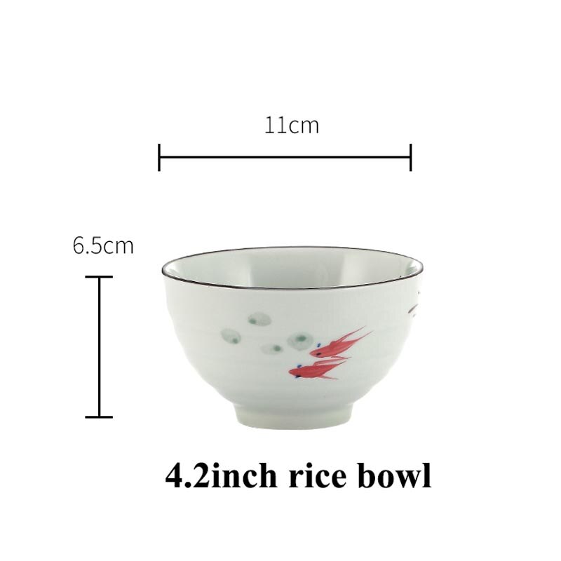 4pcs Japanese Ceramics Bowls 4.2inch Rice Bowl Small Soup Bowls Underglaze Porcelain Tableware Salad Dressing Container