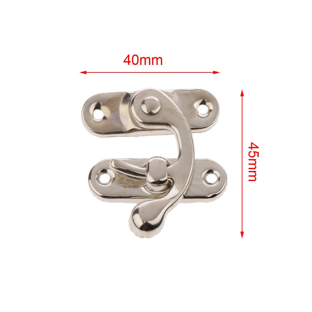 Sæt  of 5 zinklegering hornlås låsekrog hasp til træ smykkeskrinetui med skruer kombiner størrelse : 45 x 40mm
