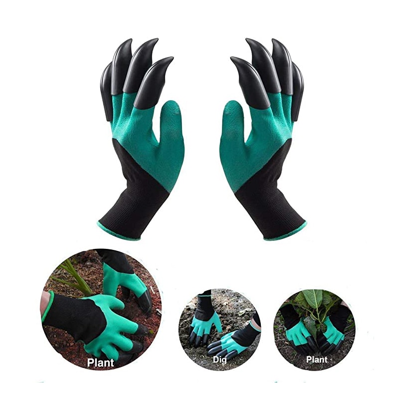4/8 Hand Klaue ABS Kunststoff Garten Gummi Handschuhe Gartenarbeit Graben Pflanzung dauerhaft Wasserdichte Arbeits Handschuh draussen Spielereien 2 Stil