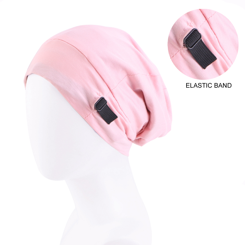 Stretch Breedgerande Pullover Muts Mode Verstelbare Gesp Onzichtbare Gesp Multifunctionele Effen Kleur Tulband Chemotherapie Cap: Roze