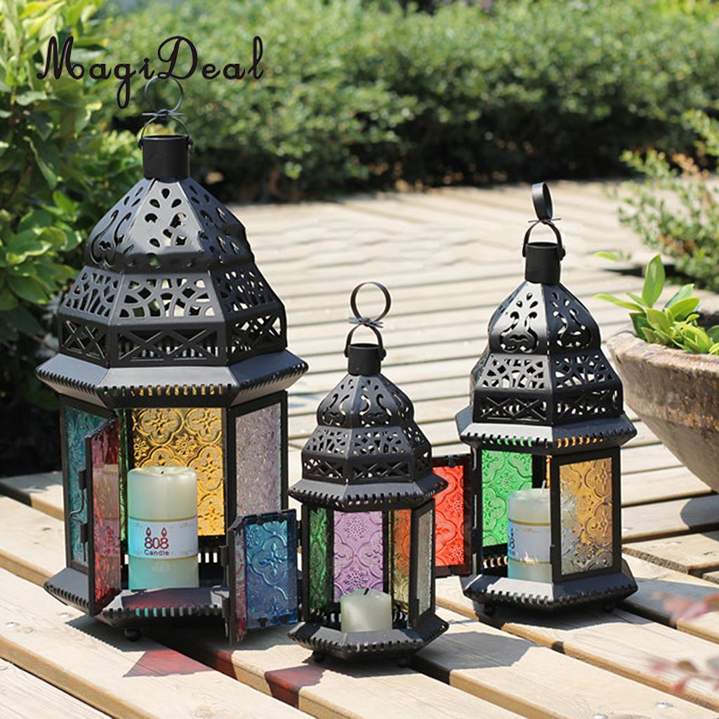 MagiDeal Metal Castle Moroccan Votive Candle Holder Hanging Lantern Home Centerpieces Decor