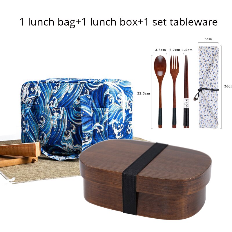 Unibird Wooden Lunch Box Bento Box with Internal Separator Japan Style Food Container for Kids Adults Camping: I