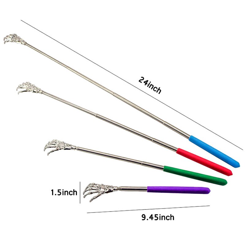 Gratte-dos télescopique réglable et extensible, en acier inoxydable, Anti-démangeaison, griffe Flexible, produits de santé