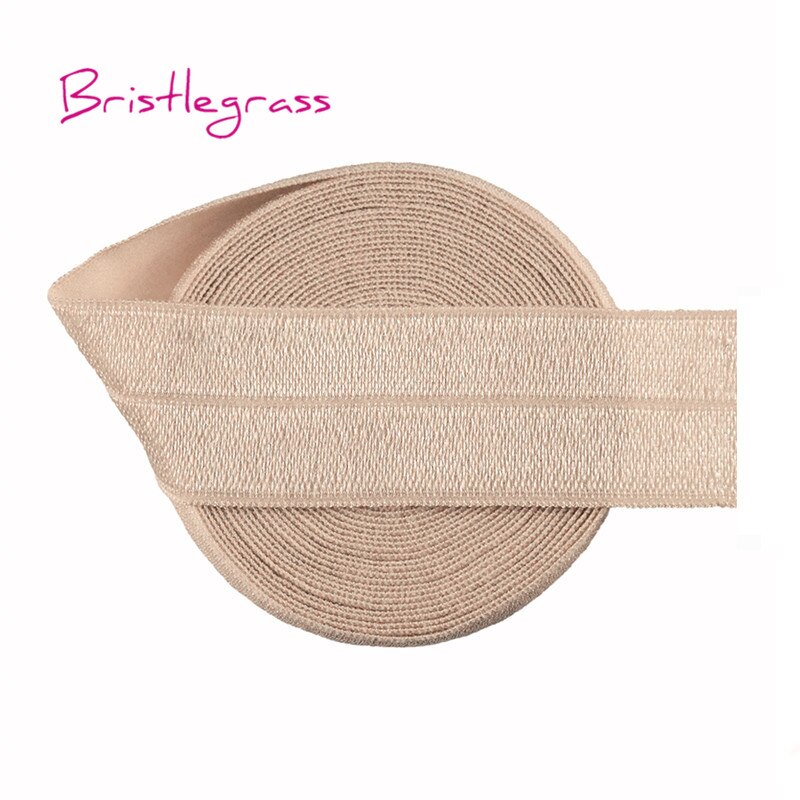 50 yardas 1 "25mm sólido brillante FOE doblar sobre Spandex elástico satinado bandas de la cinta del pelo, vestido de la corbata DIY costura: Tan