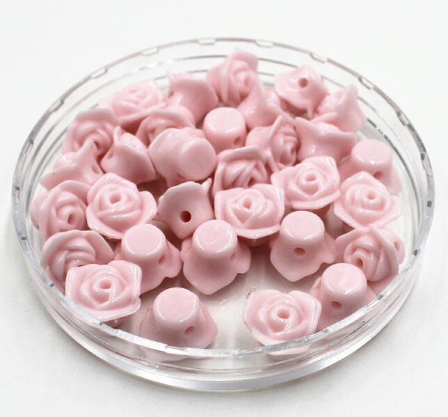 GHRQX Colorful roses loose beads DIY Beads Bracelet making 30 pcs: Pink