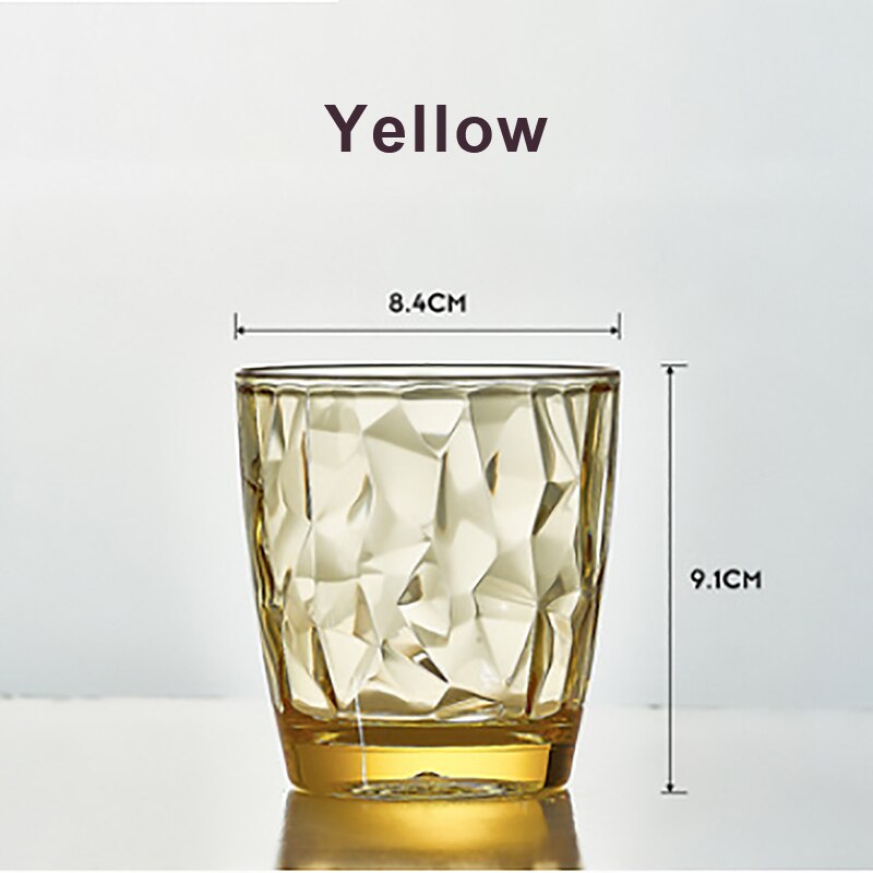 300ml Transparent Cups Acrylic Tumbler Plastic Beverage Juice Ice Tea Drinking Cups Reusable Unbreakable Glassware Kids: Yellow 03