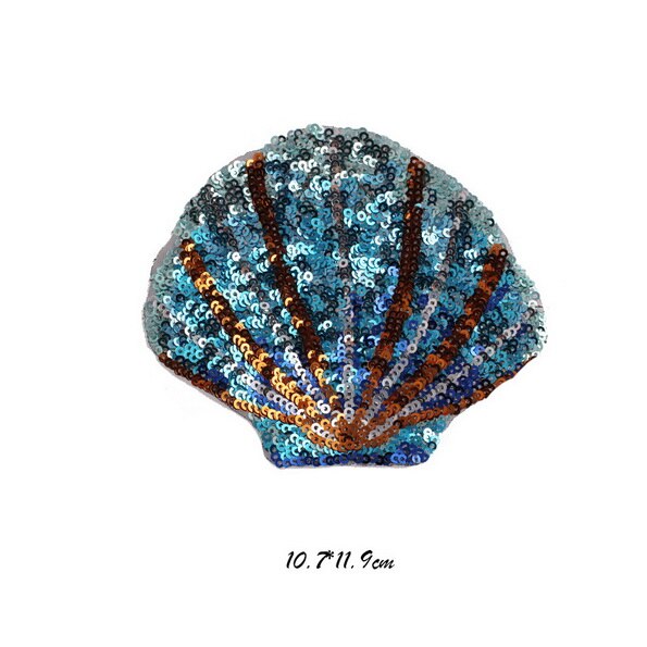 GUGUTREE embroidery paillette big shell patches starfish patches badge Applique Patch for Coat,T-Shirt,hat,bags,Sweater,backpack: 4