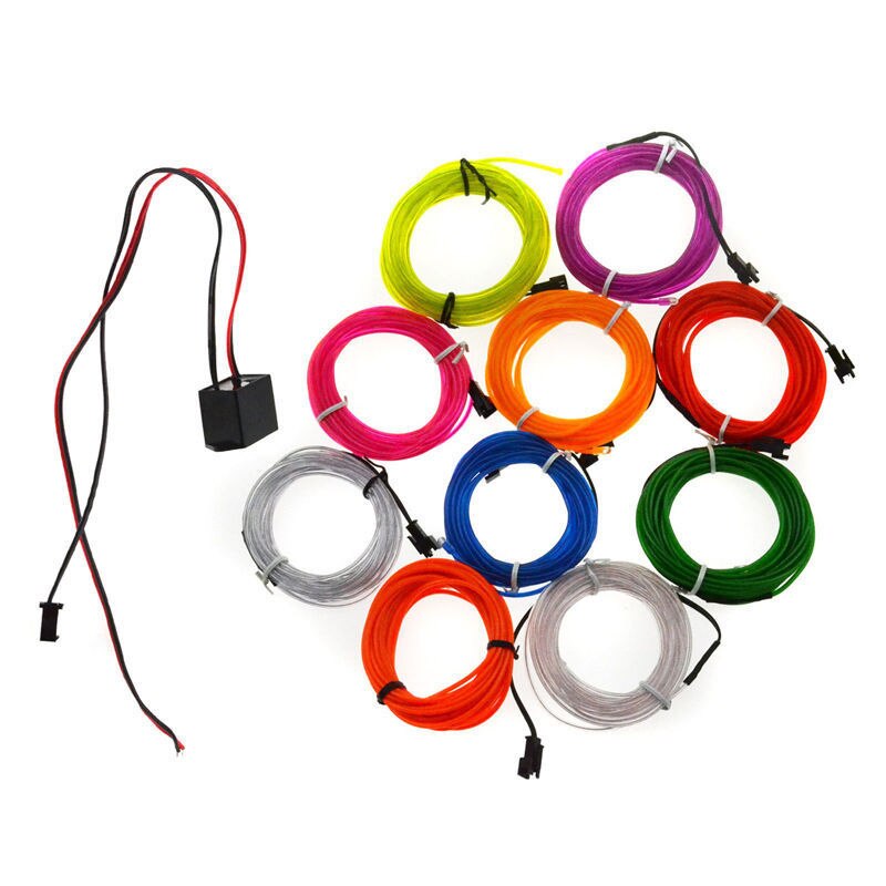 Cable de alambre LED de neón para de baile de Navidad, luz luminosa para decoración de coche, Rave, 1m/3m, novedad
