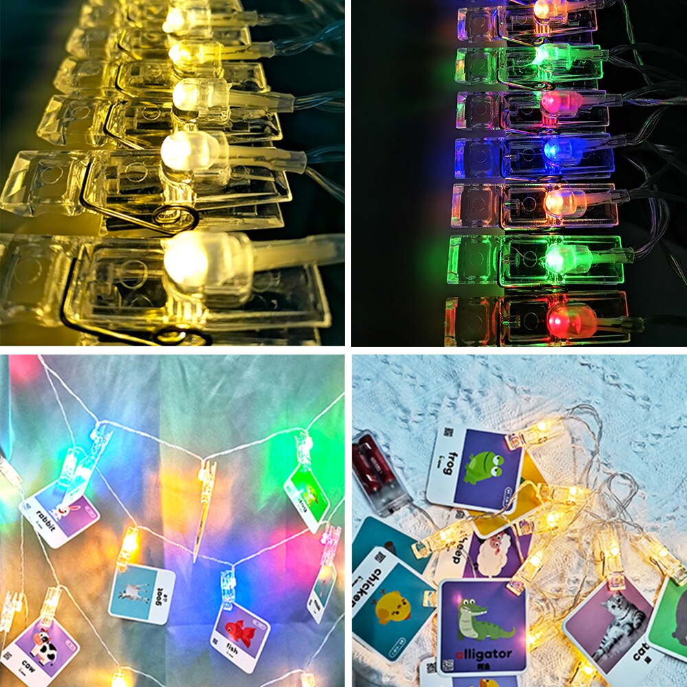 1.5M 3M Photo Clip String Lights LED USB Outdoor Battery Operated Garland With Clothespins For Home Christmas Decorations