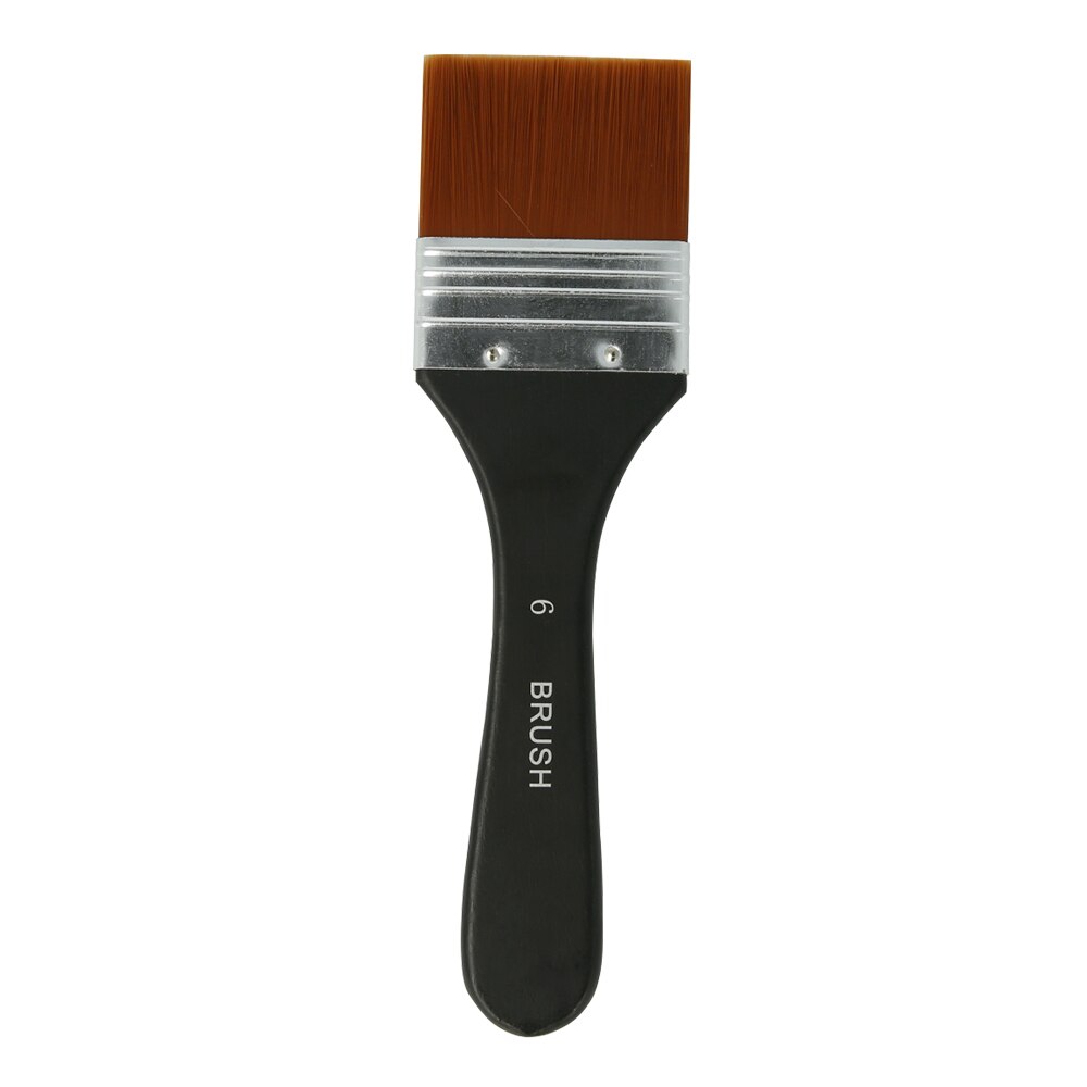 Flat Paint Brush Nylon Trim Art Paintbrush Wooden Handle for Gesso Stains Glues Varnishes Paint Wall Painting: No.6