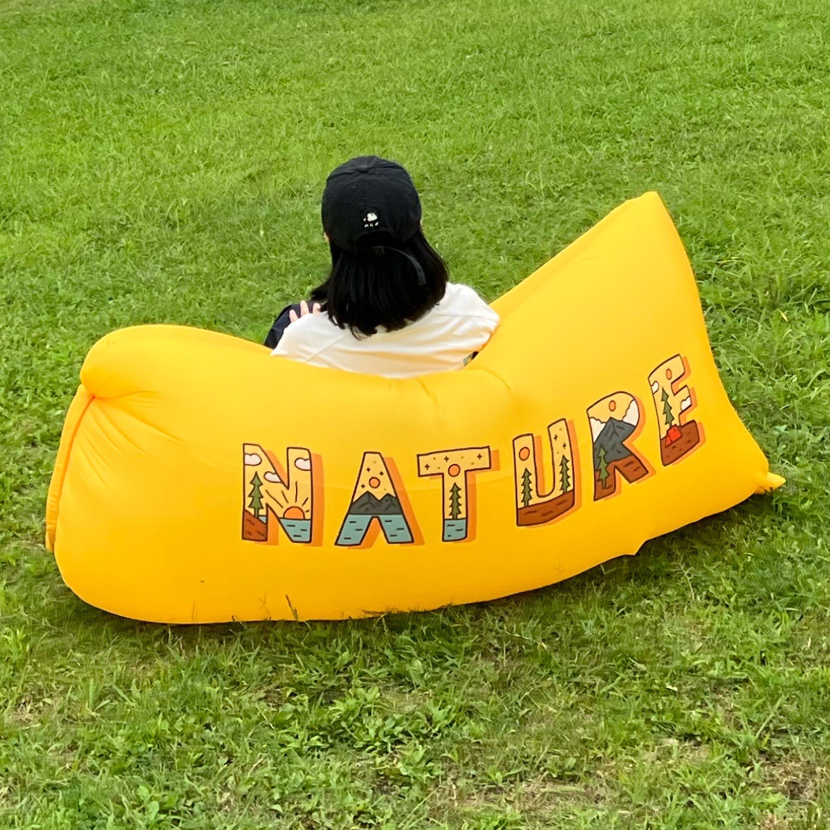 Sofá inflable portátil para exteriores, cama de aire para Parque de pastizales, playa, juguetes, silla inflable rápida