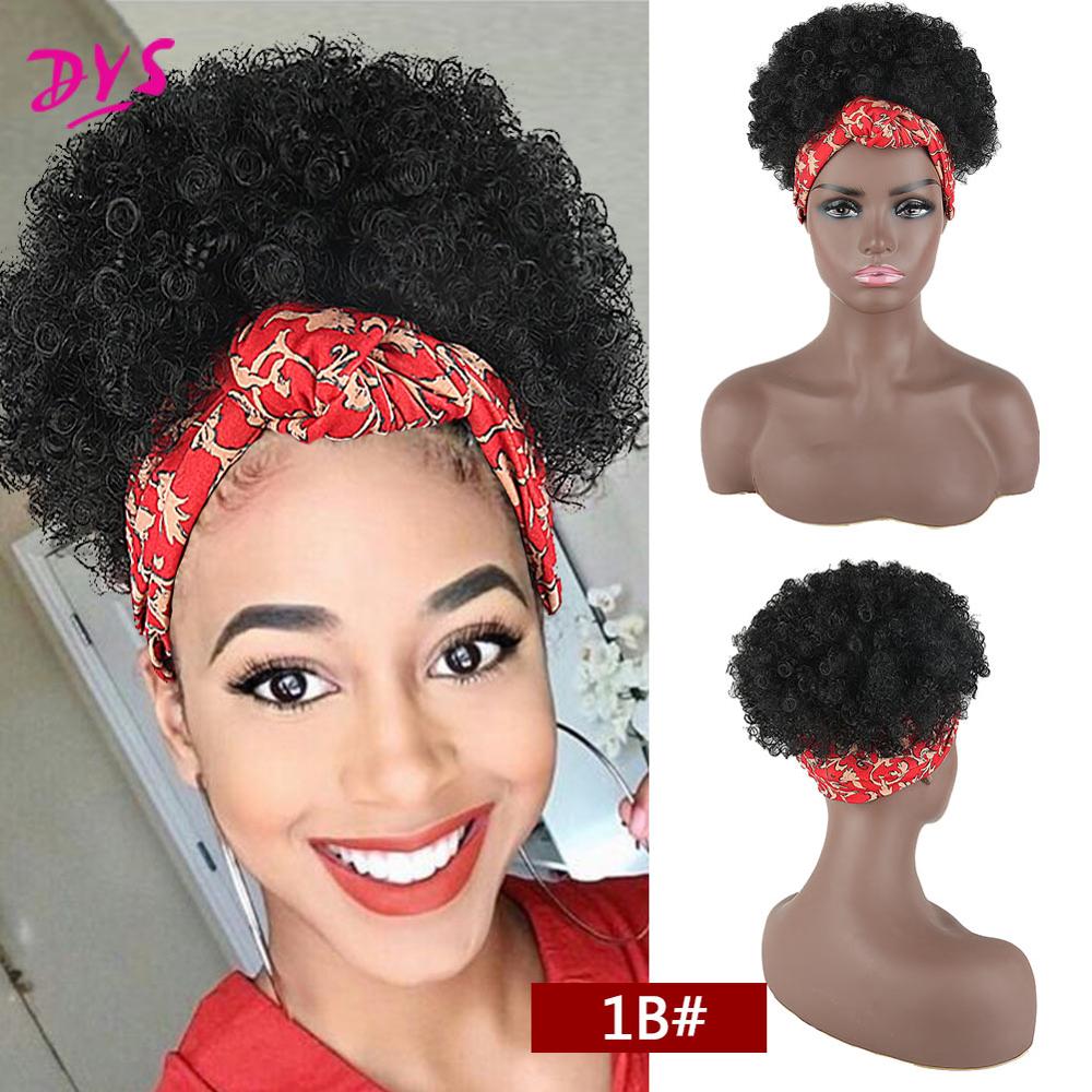 Perruque afro bouclée synthétique, queue-de-cheval, perruque afro courte crépue, pince à cheveux, chignon bouclé fait de Kanekalon: 126 1B