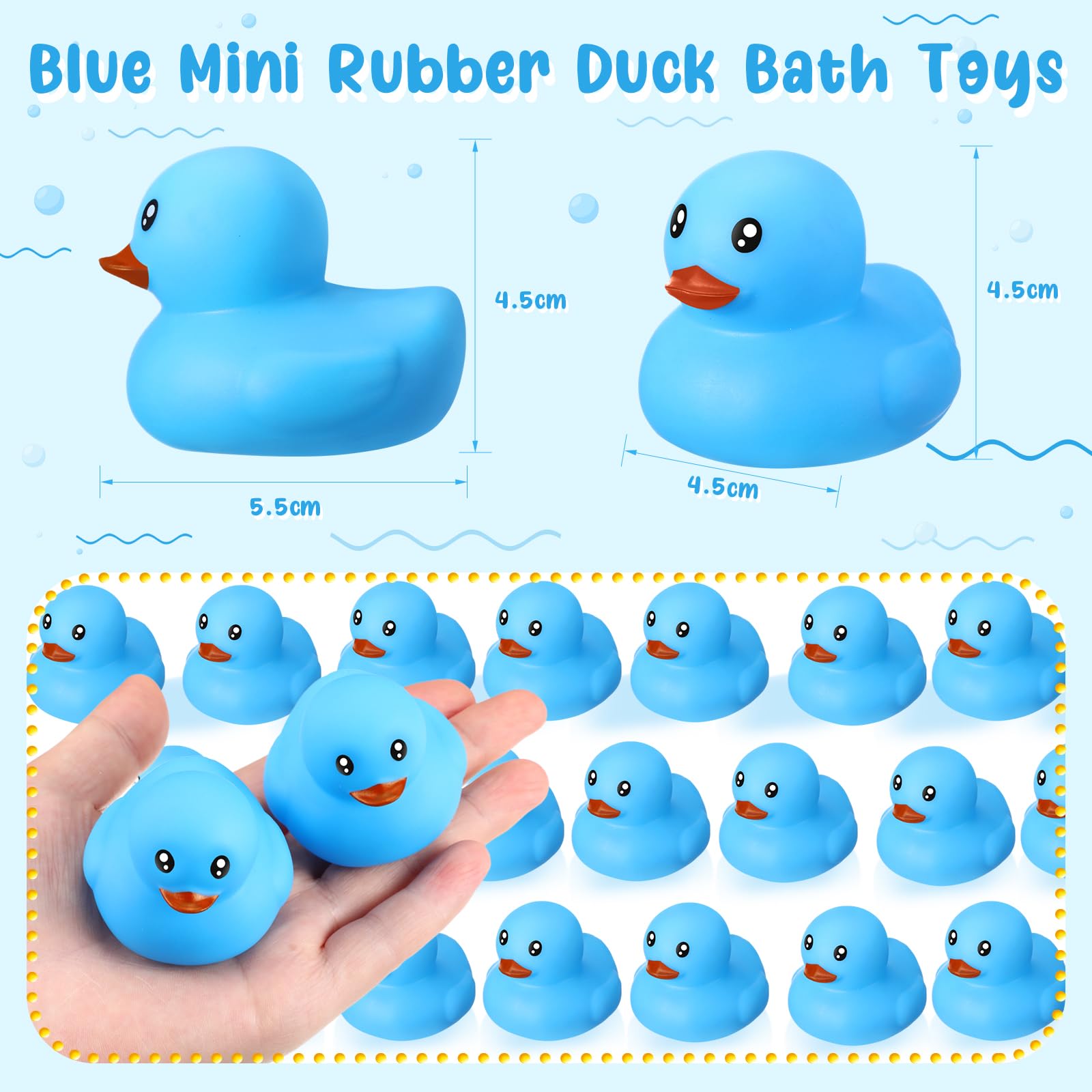 6/12/24/48 piezas patos de goma azules Mini pato conjunto juguetes patos de goma chirriantes lindos patos flotantes para recuerdo de de cumpleaños