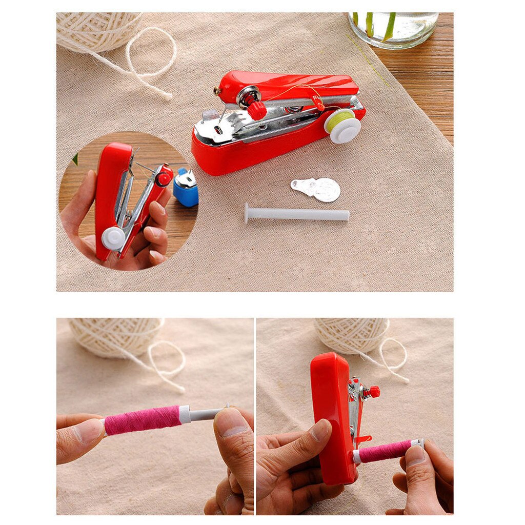 Manual de operación Simple pequeño de costura Manual máquina portátil Mini máquina de coser en casa de bordado de costura Manual Herramienta # P