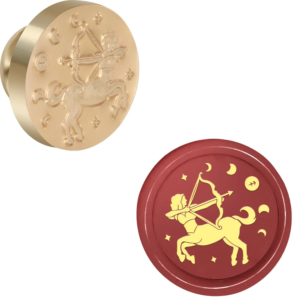 12 stjärntecken vaxstämplar runda avtagbara förseglade mässingsvaxstämpelhuvuden för att dekorera kuvert födelsedagskort anteckningsbok: Klar