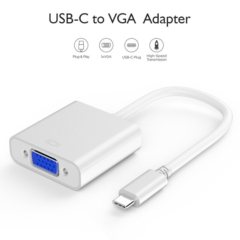Usb C To Vga Adapter,Type C To Vga Adapter Compatible for Pro , Air/Ipad Pro ,Surface Book 2,Ch