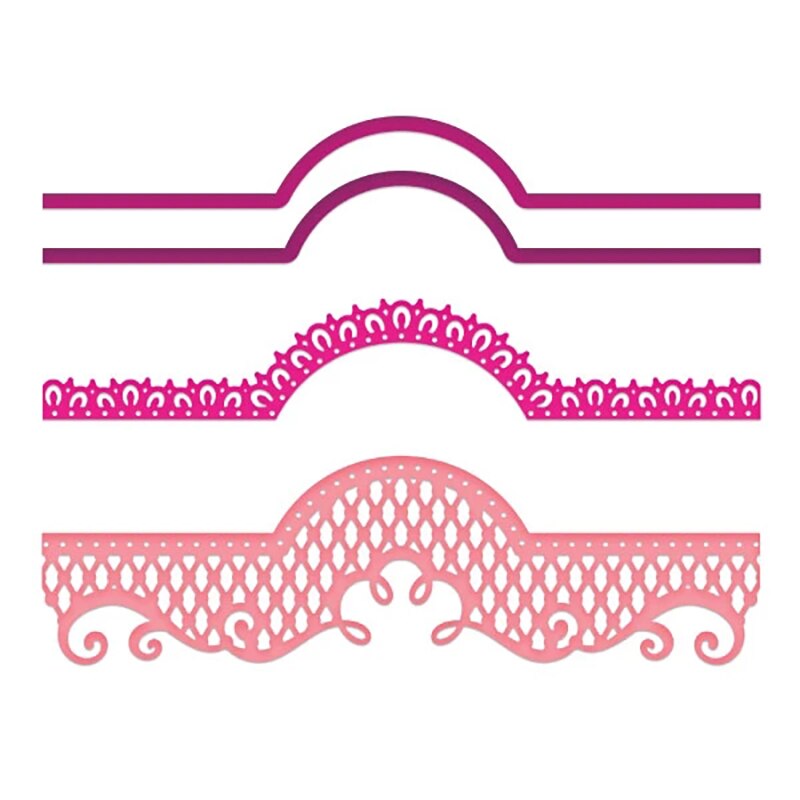 Lagdelt baggrund dekoration kant blonde mønster prægning metal skære matricer til scrapbog lykønskningskort ingen stempler