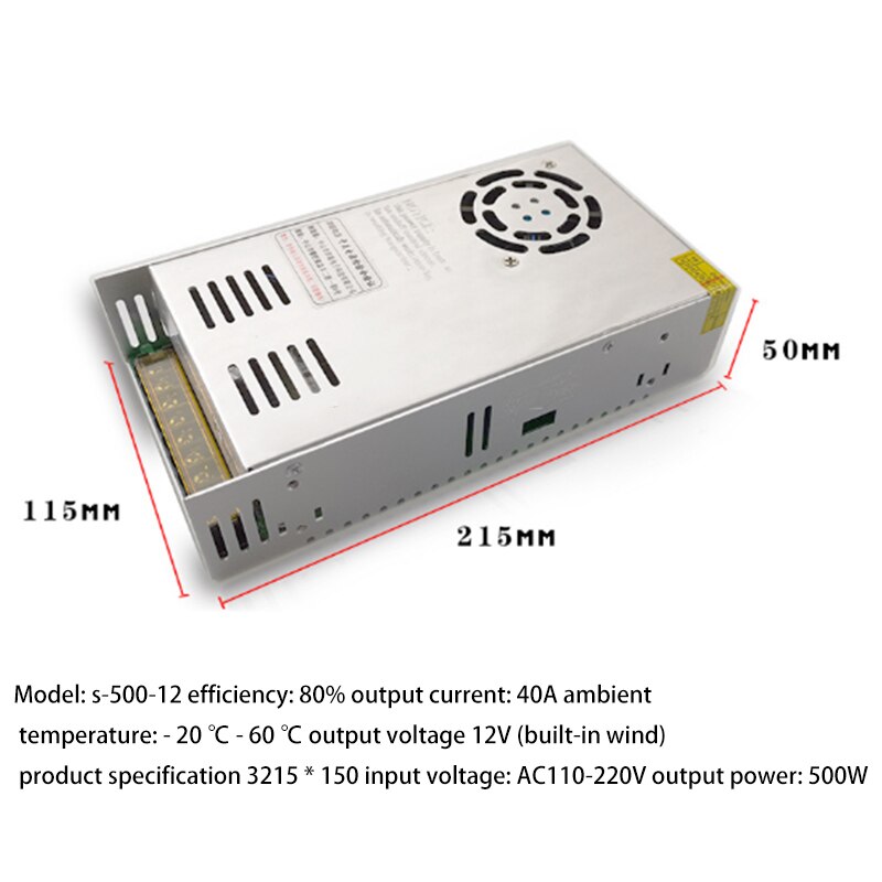 220V to 12V 500W Switching Power Supply 12V40A DC Switching Power Supply 12V Monitoring Power Supply Led Power Supply