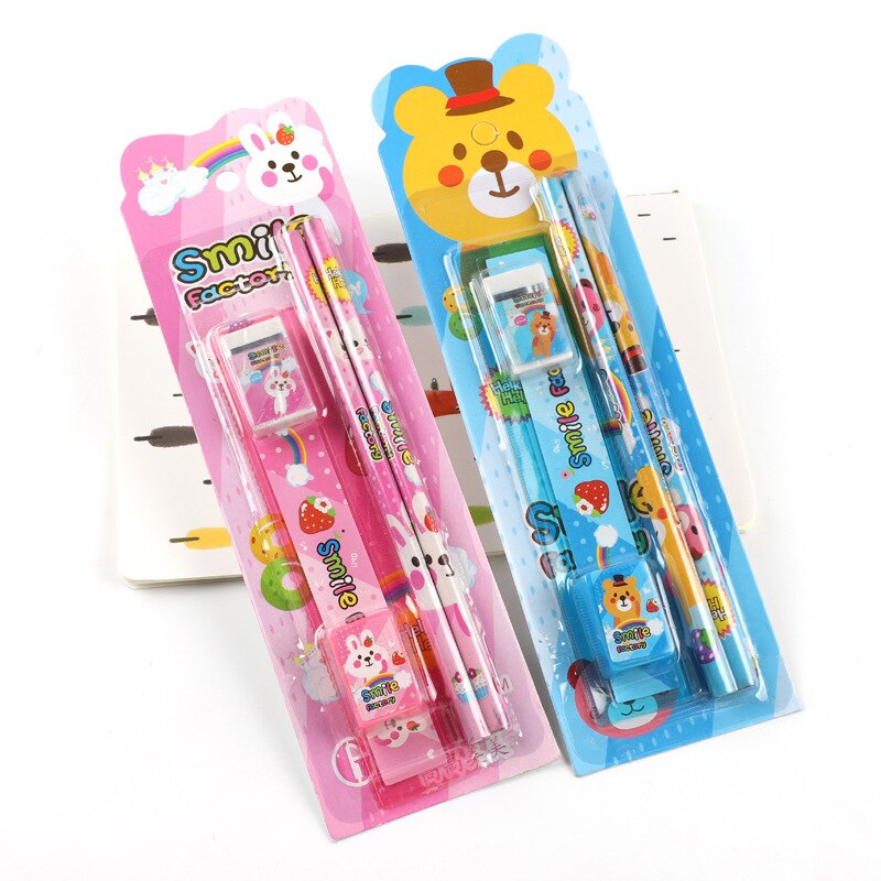 Cute cartoon stationery set 5 sets of kindergarten students 5 in 1 small prize small school supplies combination